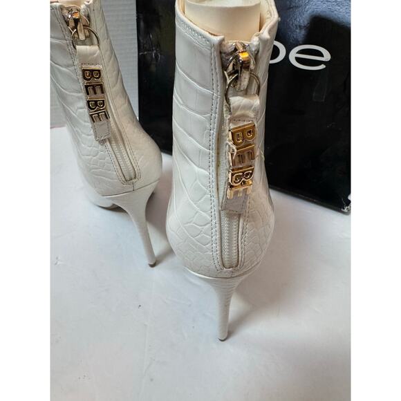 Bebe women's Dasha Stiletto Booties WHITE CROC FAUX   7.5m - Picture 7 of 10